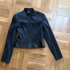 Laundry sz 8 Women's Black Jacket with lamb leather trim